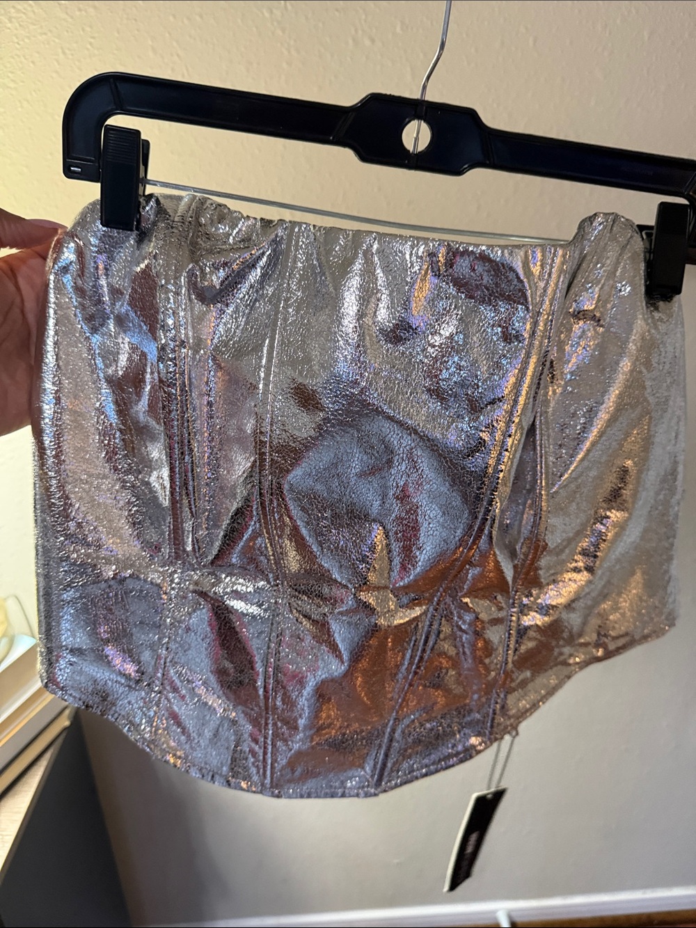 Fashion Nova Silver Metallic Mini Skirt